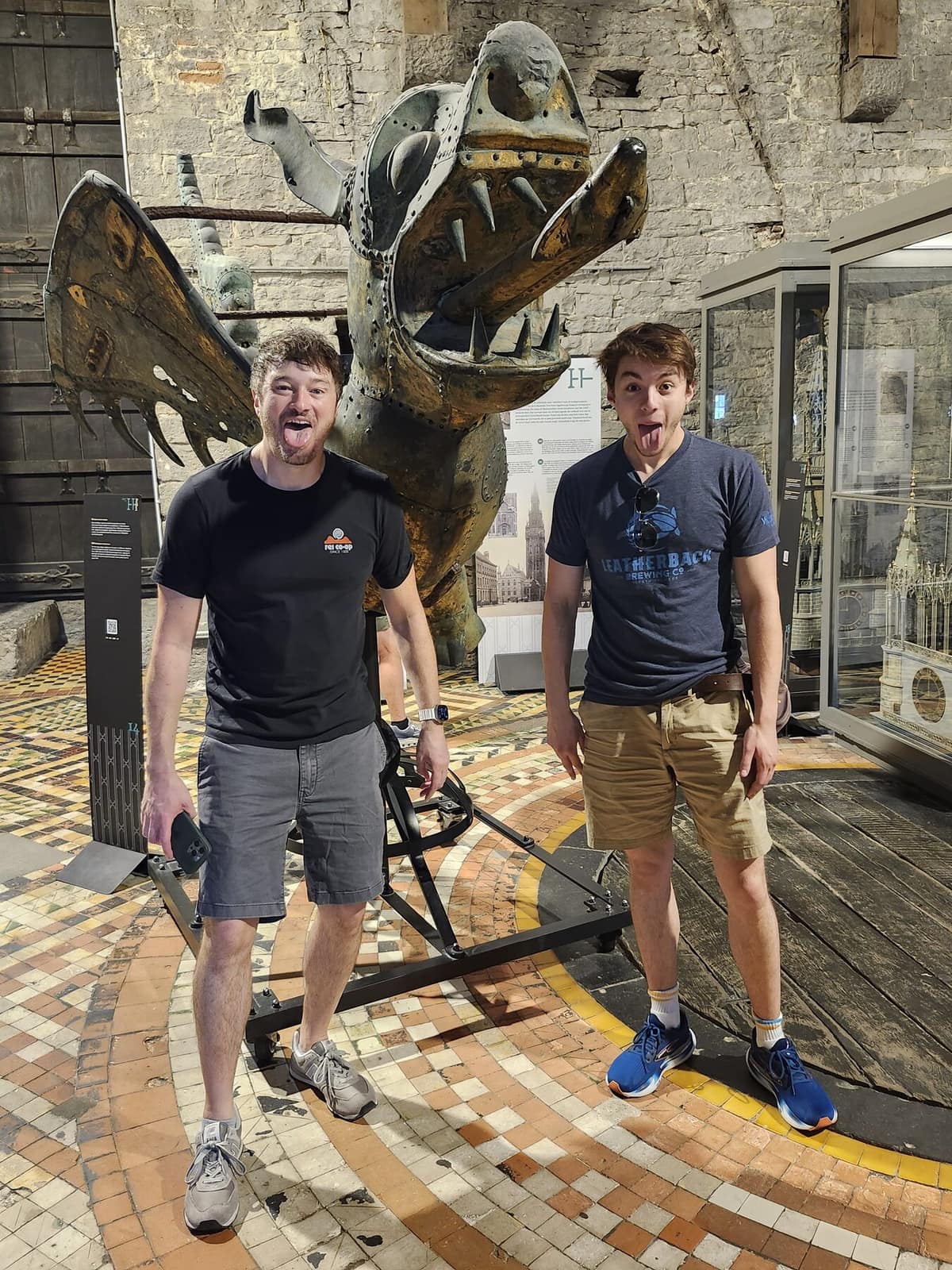 With a friend at a cathedral treasury exhibit